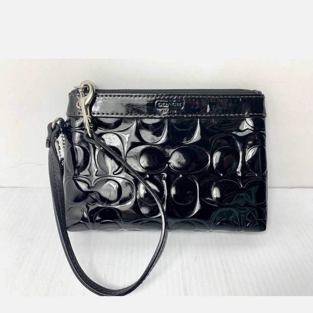 Coach Black Patent Leather Wristlet